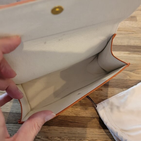 TORY BURCH Orange w Gold Logo GLASSES CASE & Cloth Glasses Cover - Picture 6 of 13